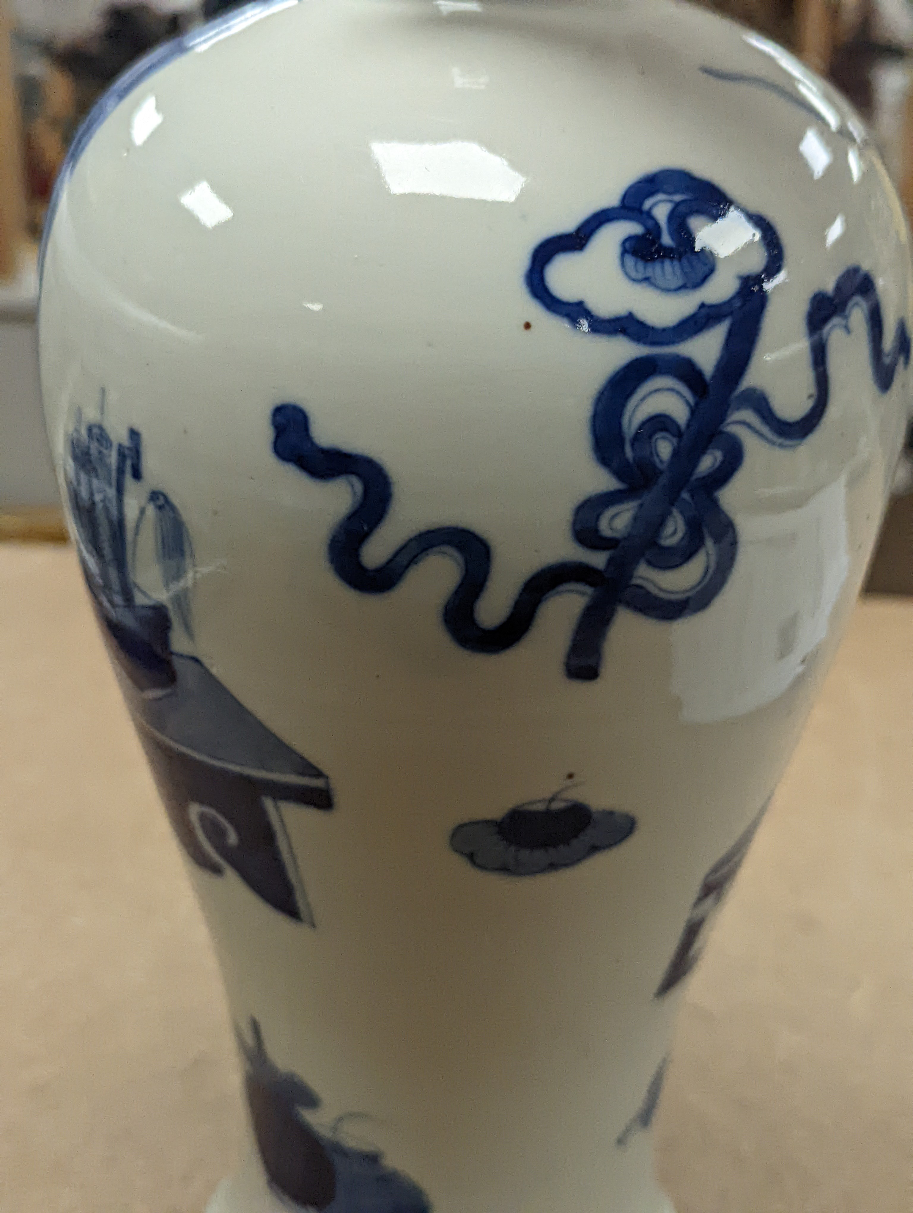 A Chinese underglaze blue baluster vase, 30 cms high.